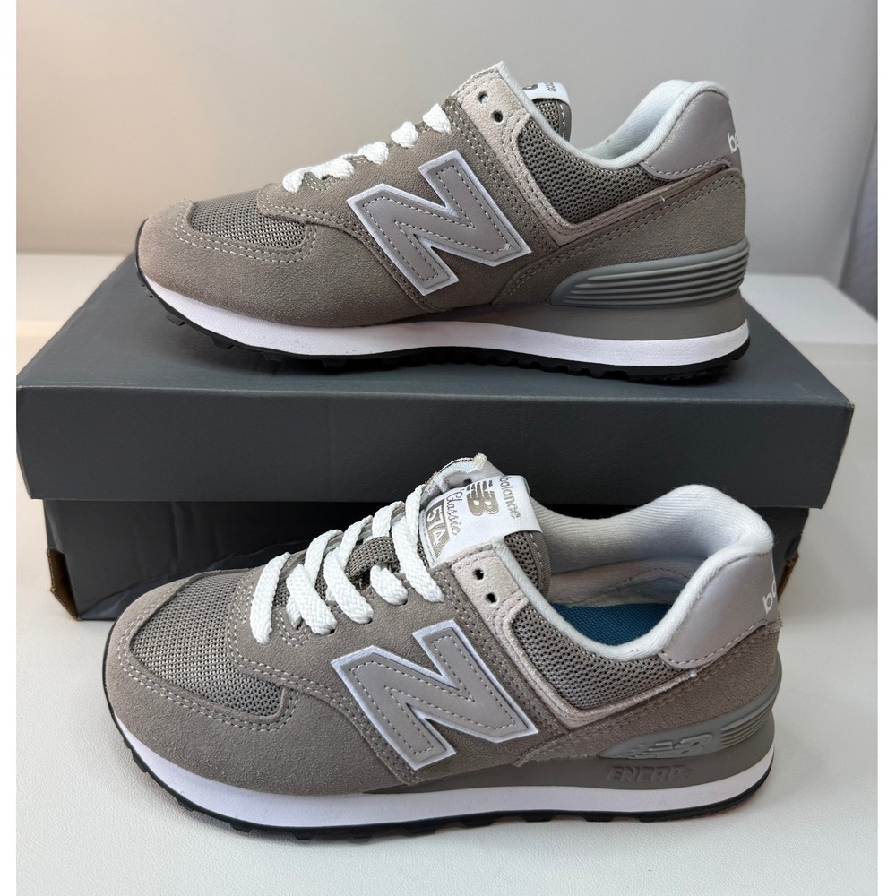 New Balance 574 Classic Womens Grey Suede Mesh Sneakers WL574EVG Size 5 New